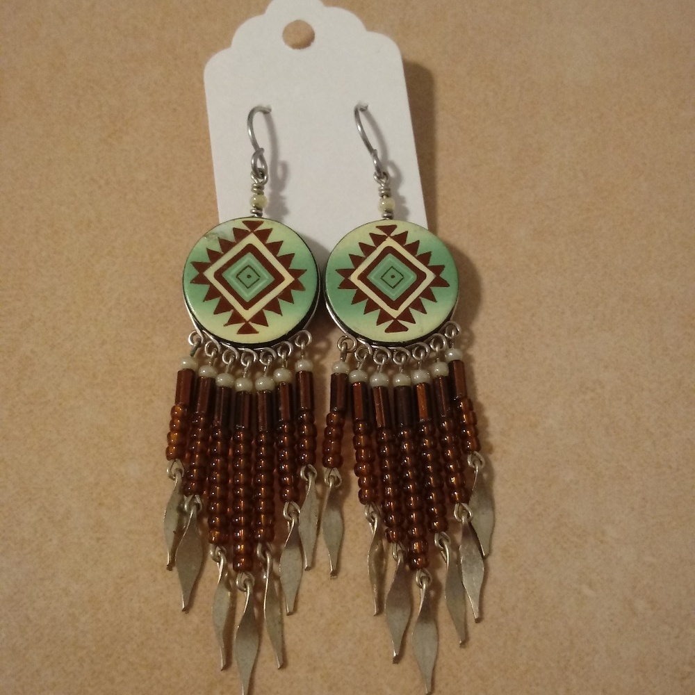 Native American Tribal Look Dangle Earrings